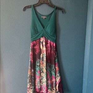 Forever 21 Teal and Pink Floral Midi Dress
